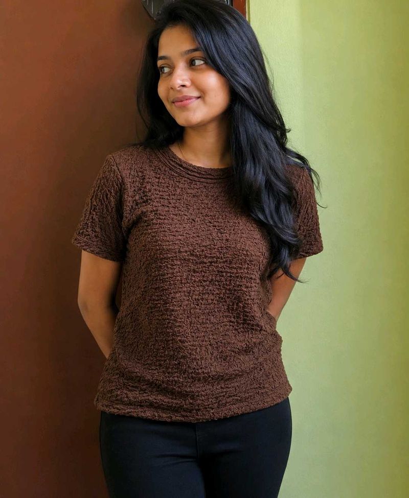 Brown Short Sleeve Top