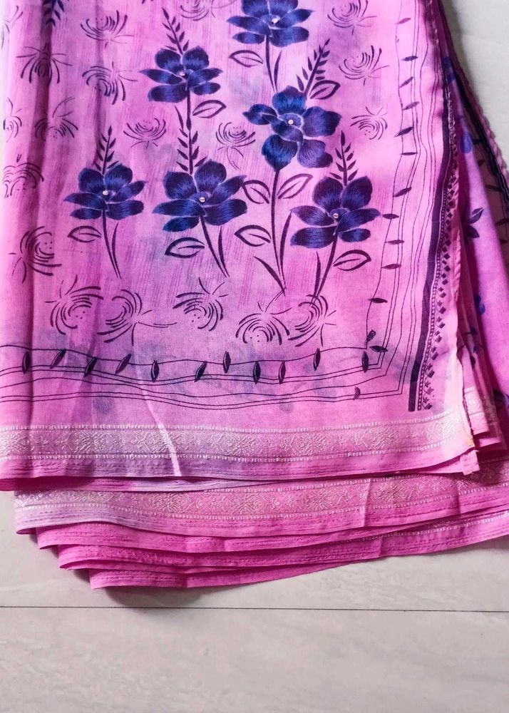 Beautiful Pink Floral Saree