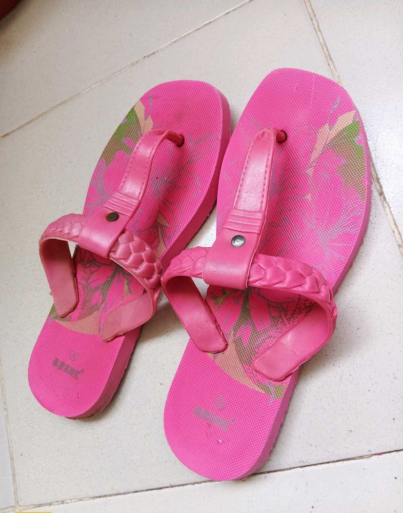 Pink Floral Flip-Flops