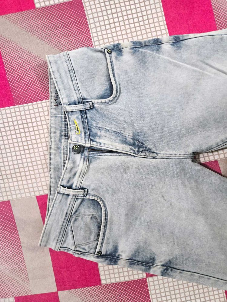 UNISEX Light  Acid Wash Denim Je