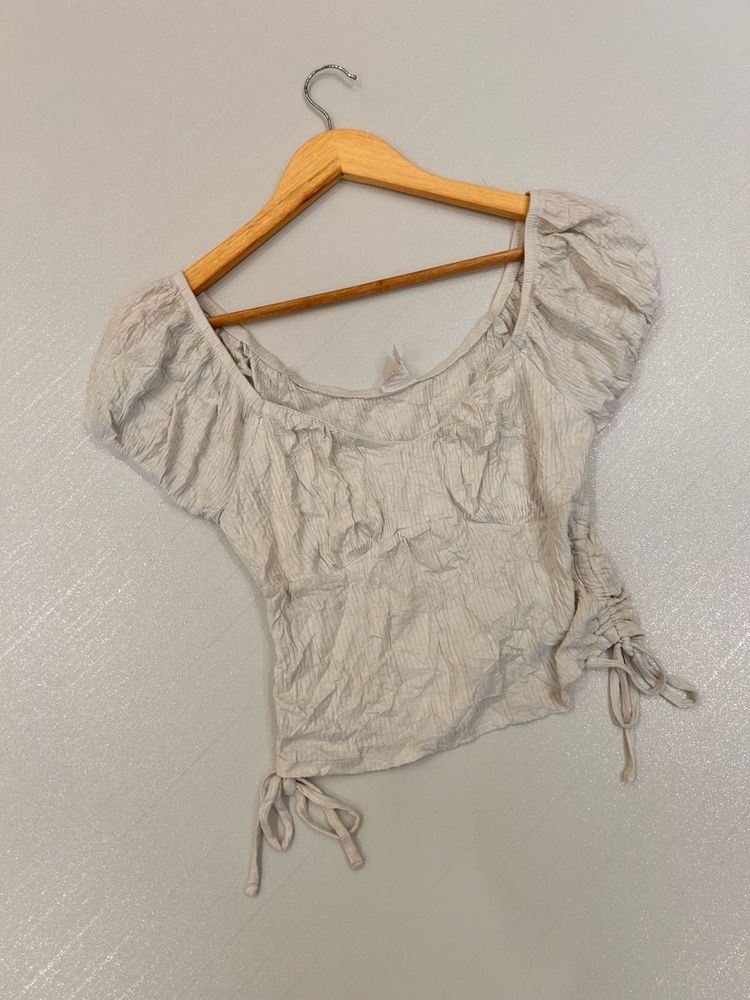 Ruched Drawstring Crop Top