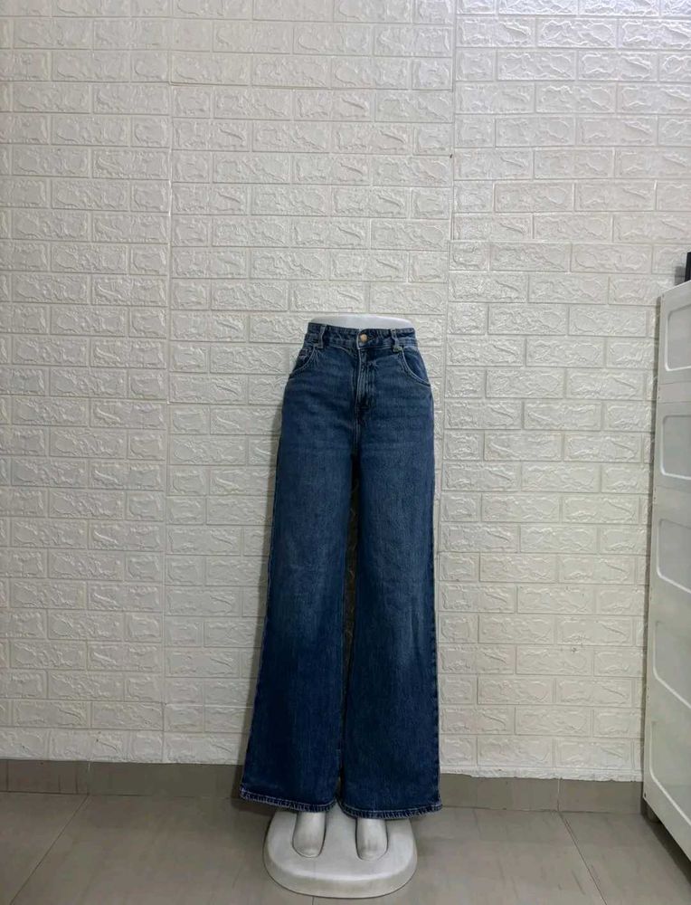 h&amp;m Classic Blue baggy Wide Leg Jeans