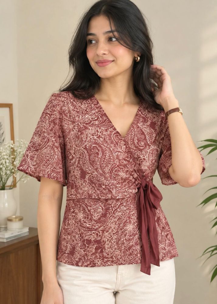 Stylish Printed Wrap Top
