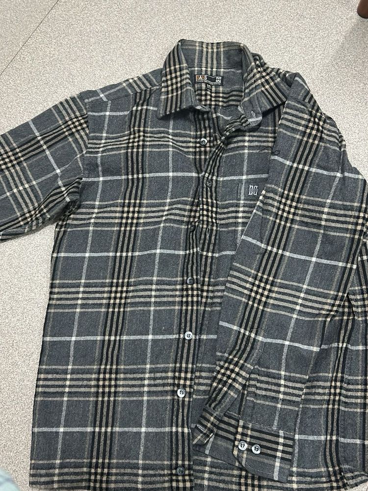 Gray Plaid Flannel Shirt