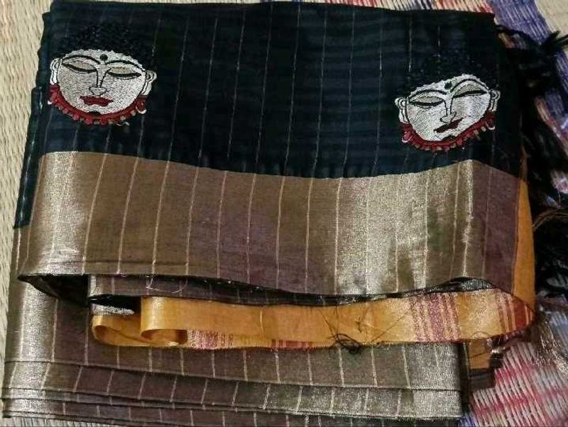 Designer Black Saree with Face Embellishments
