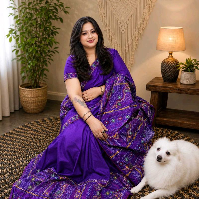 💜 Lambani Stitch on Royal Violet Silk Saree