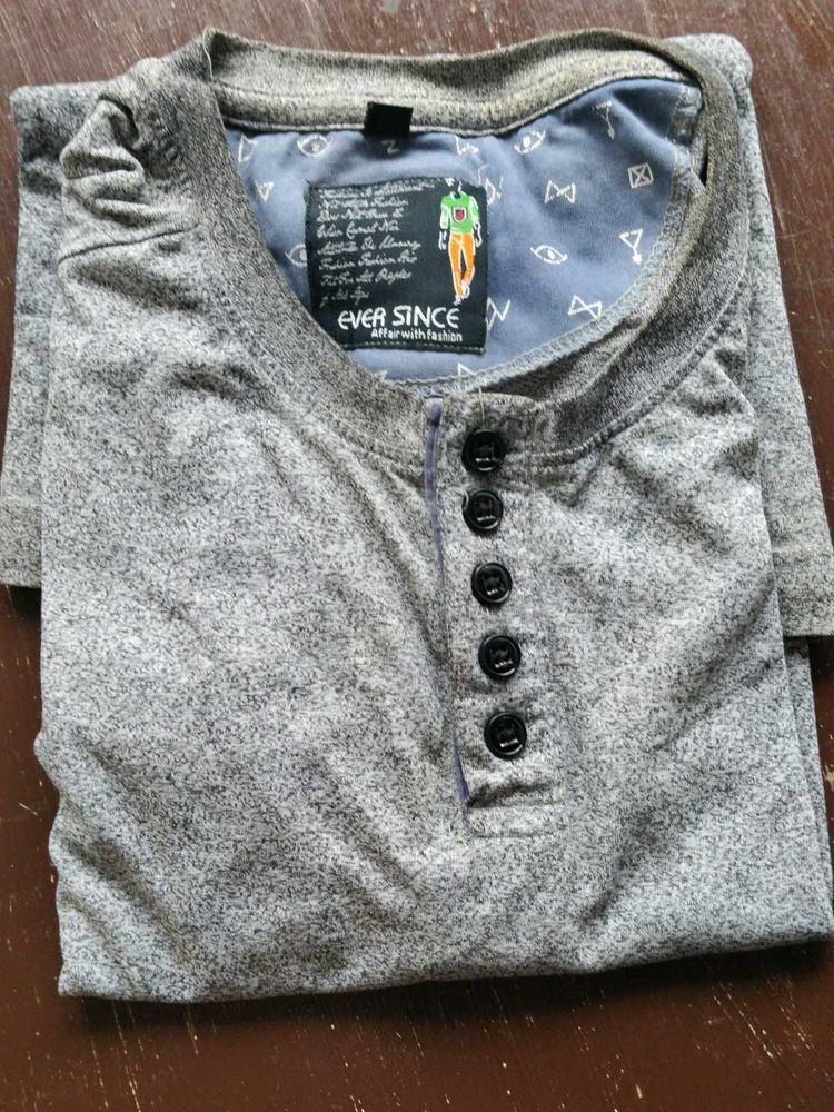 Men's Grey Henley T-Shirt