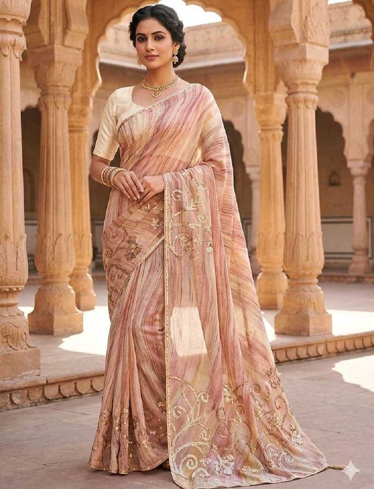 Elegant Printed Saree with Embellished Border
