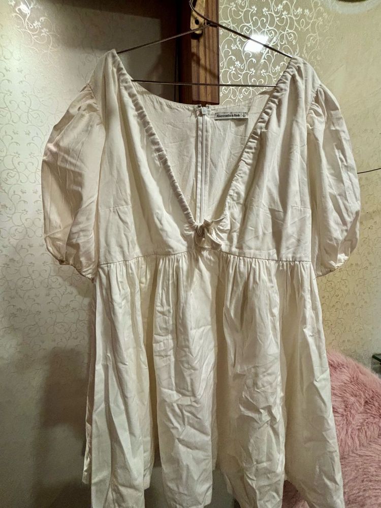Cream Puff Sleeve Mini Dress