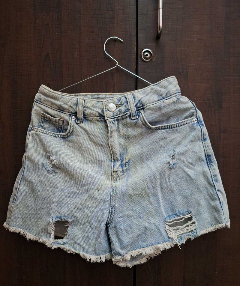 Distressed Denim Shorts