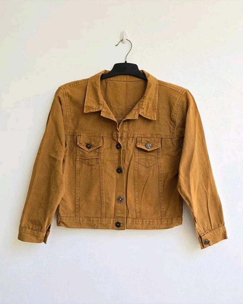 Caramel Denim Crop Shirt