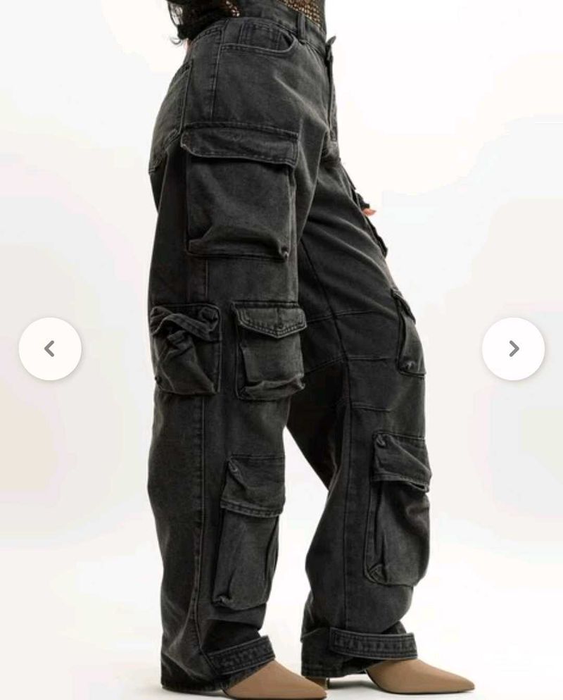Freakins Long Charcoal Cargo Pants