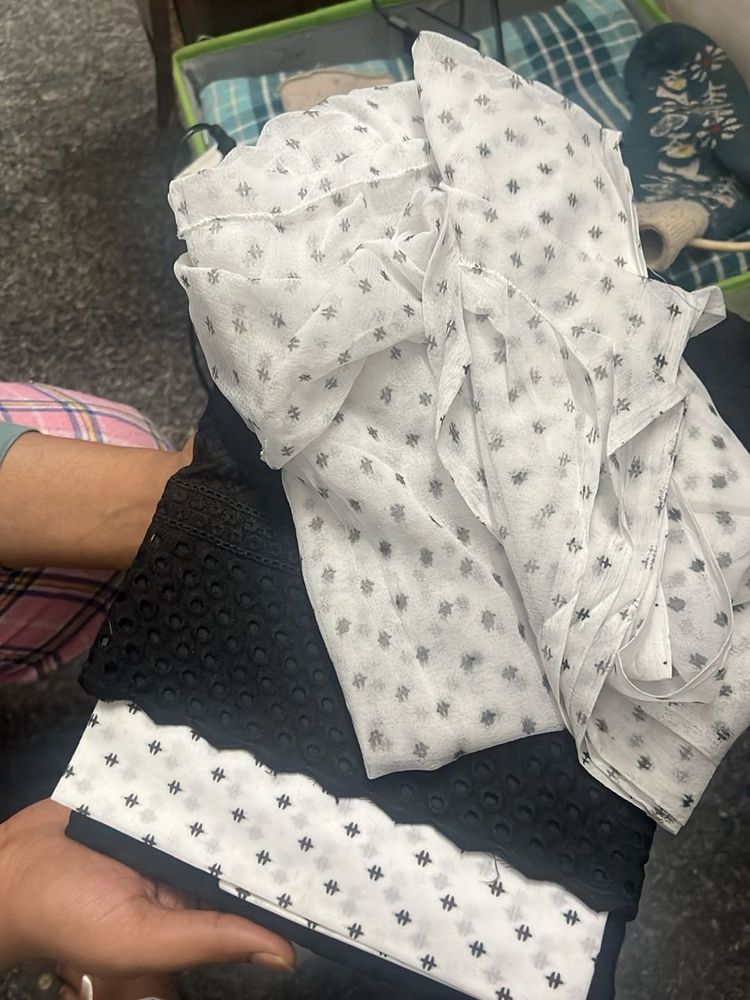 Black &amp; White Dress Material pure cotton