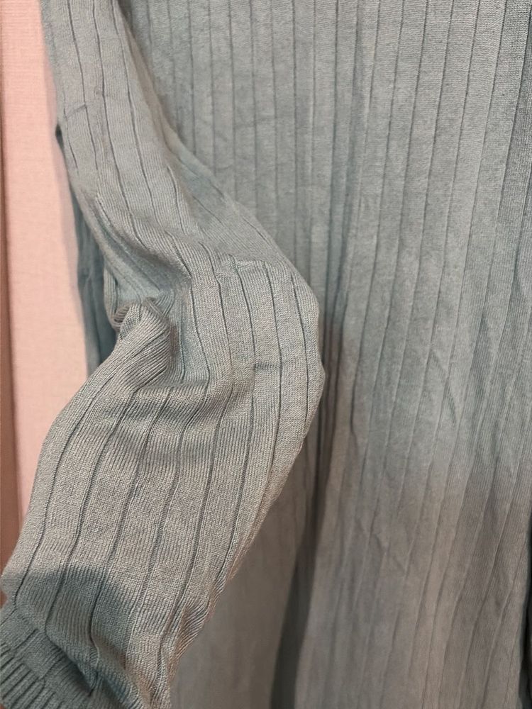 Sea Green Ribbed Knit Maxi Dress