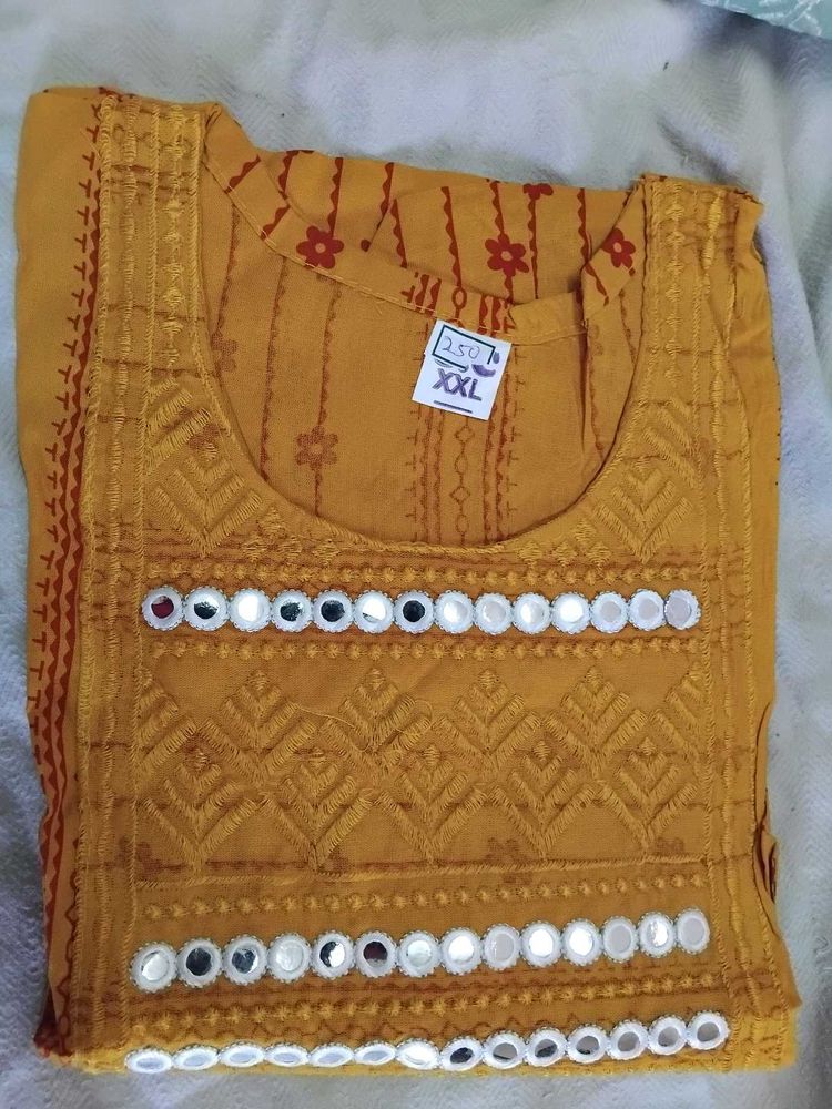 Stylish Yellow Kurta with Mirror Work