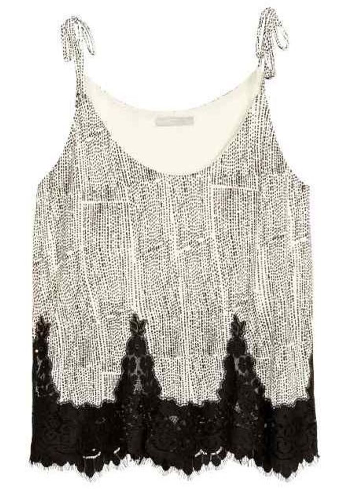 31 H&amp;M Dotted Print Lace Trim Camisole Top
