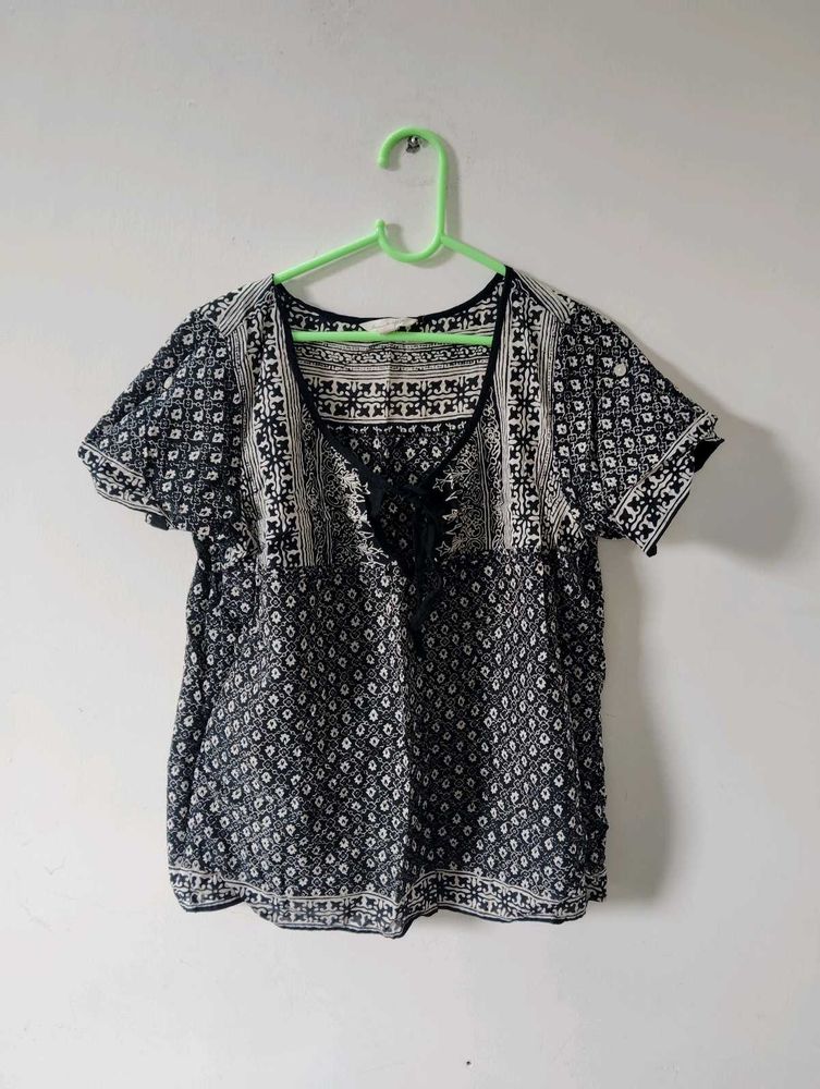 Boho Print V-Neck Top