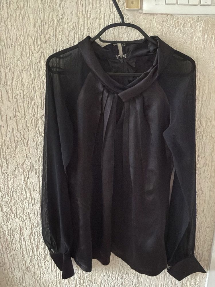 Elegant Black Sheer Sleeve Blouse