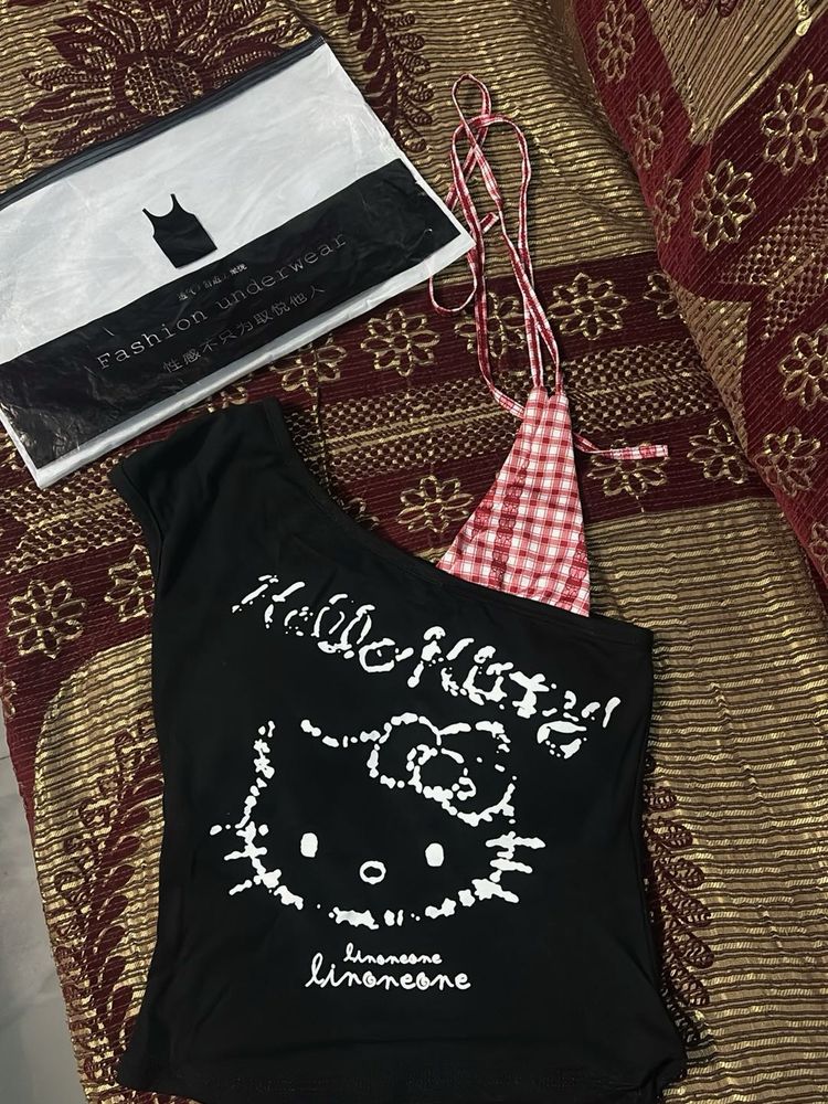 Hello Kitty One-Shoulder Top