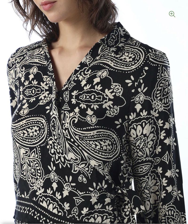Black Paisley Print Kurta Set