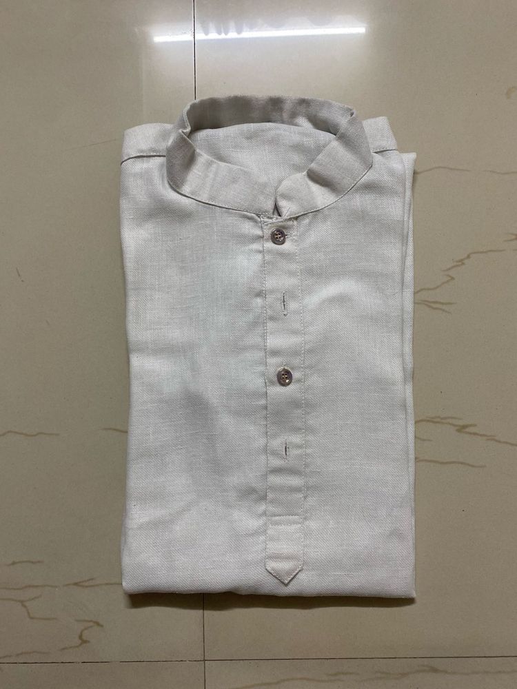 Men's White Linen Kurta