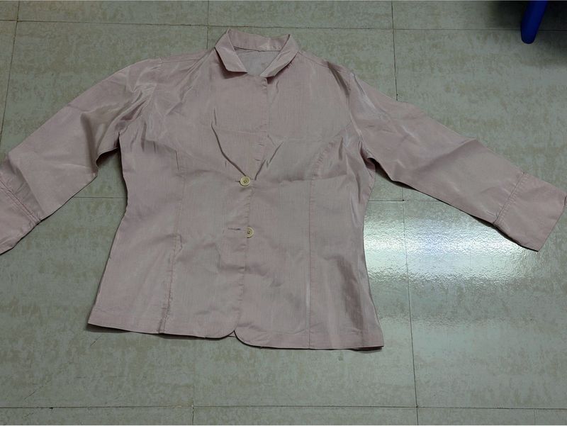 Light Pink Button-Up Blazer