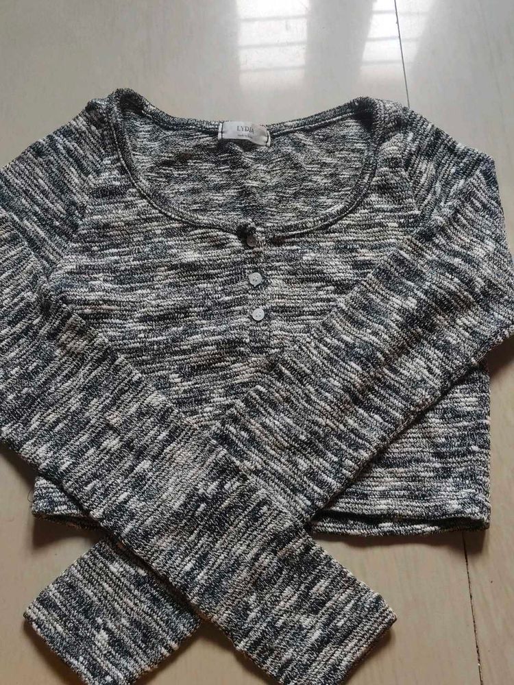 Cozy Marled Knit Cropped Top