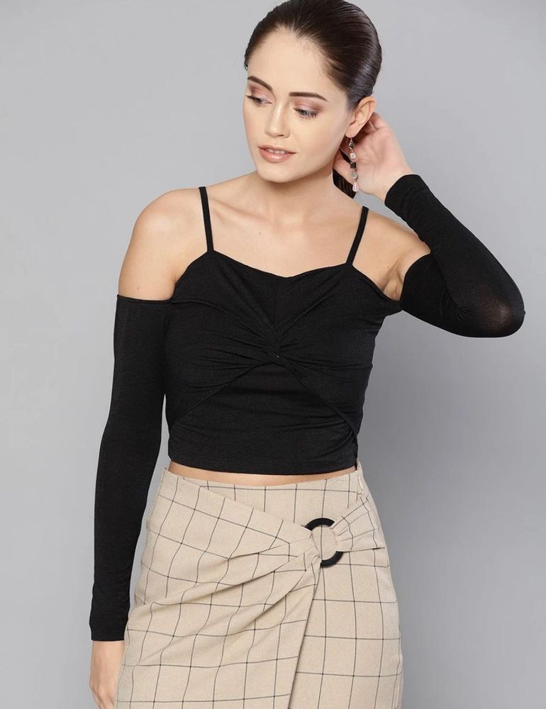 Stylish Black Cold Shoulder Top