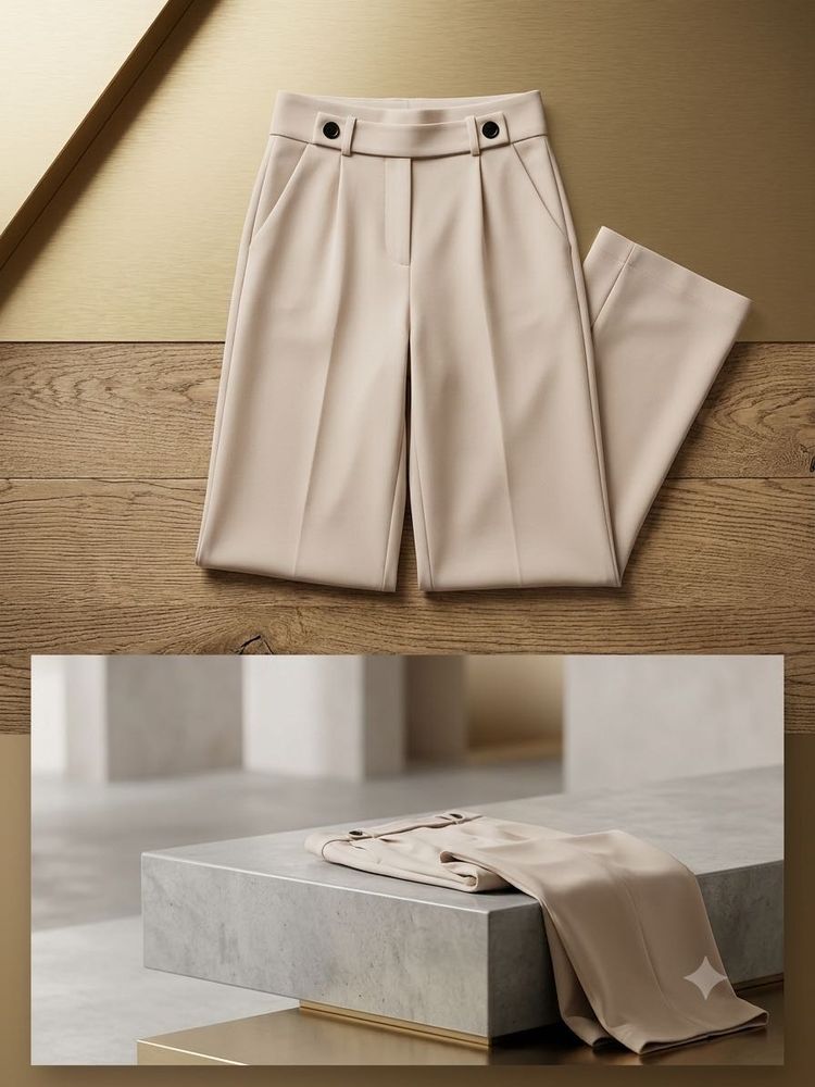 Elegant Beige Wide-Leg Trousers