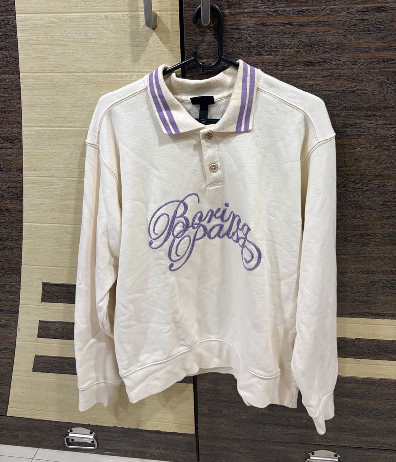 Cream Embroidered Sweatshirt
