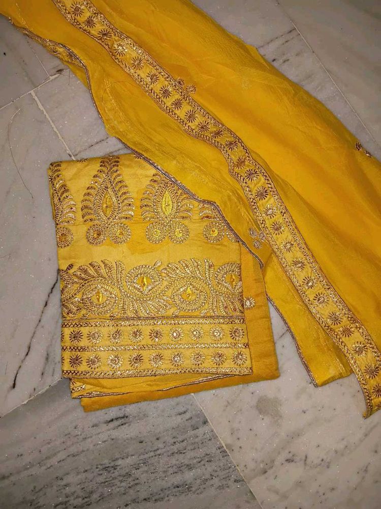 Yellow Embroidered Lehenga Choli Set