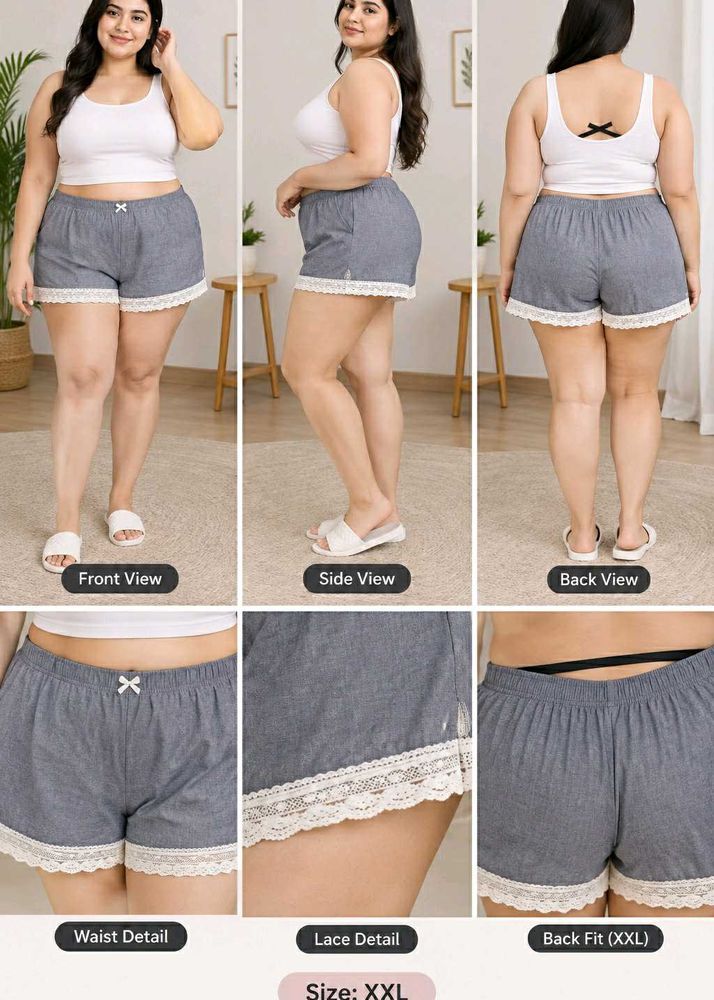 Comfortable Lace Trim Pajama Shorts