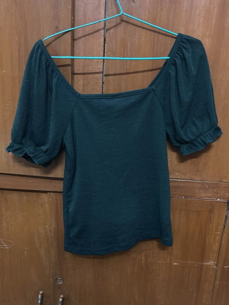 Chic Puff Sleeve Square Neck Top