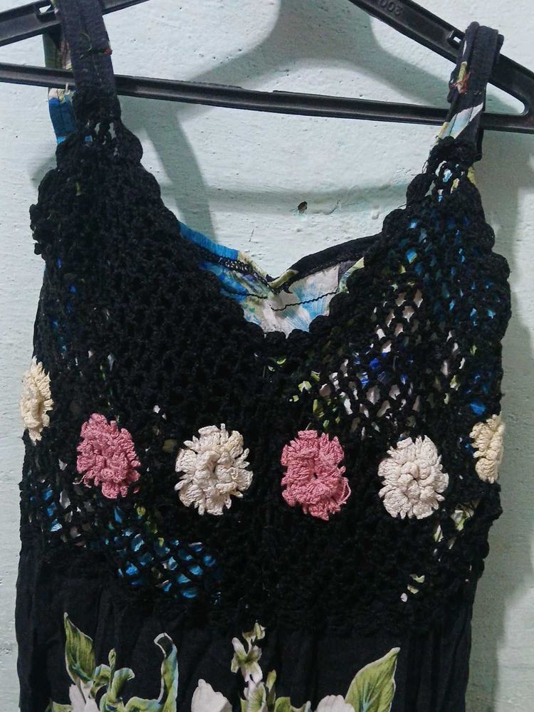 Boho Crochet Floral Dress