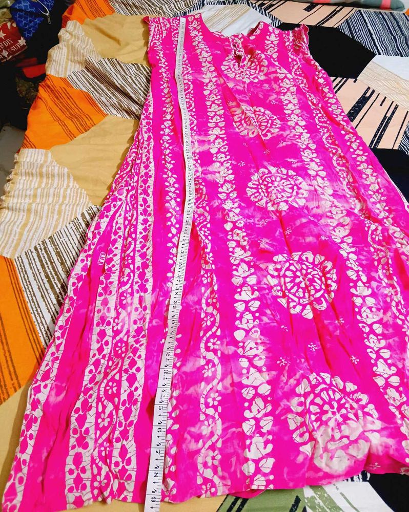 Vibrant Pink Tie-Dye Maxi Dress