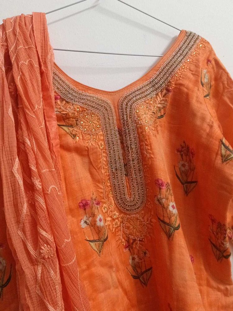 3xl Size beautiful  3 piece Embroidered Kur