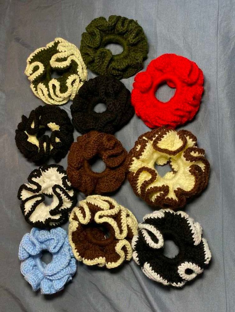Handmade Crochet Scrunchies Set
