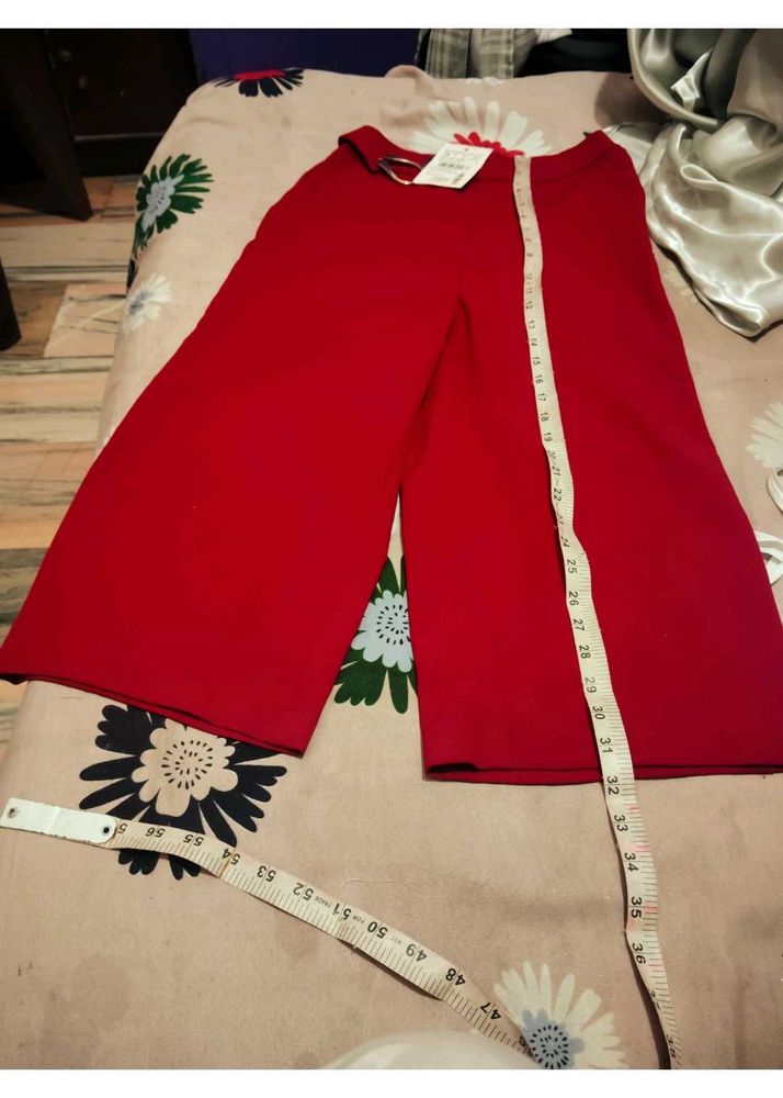 Vibrant Red Wide-Leg Culottes