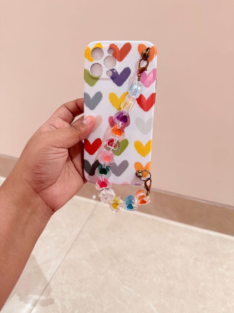 Heart iPhone Case with Beaded Strap 12 pro