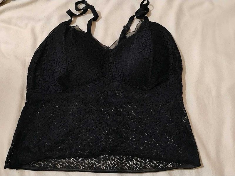 Black Padded Lace Bralette Top
