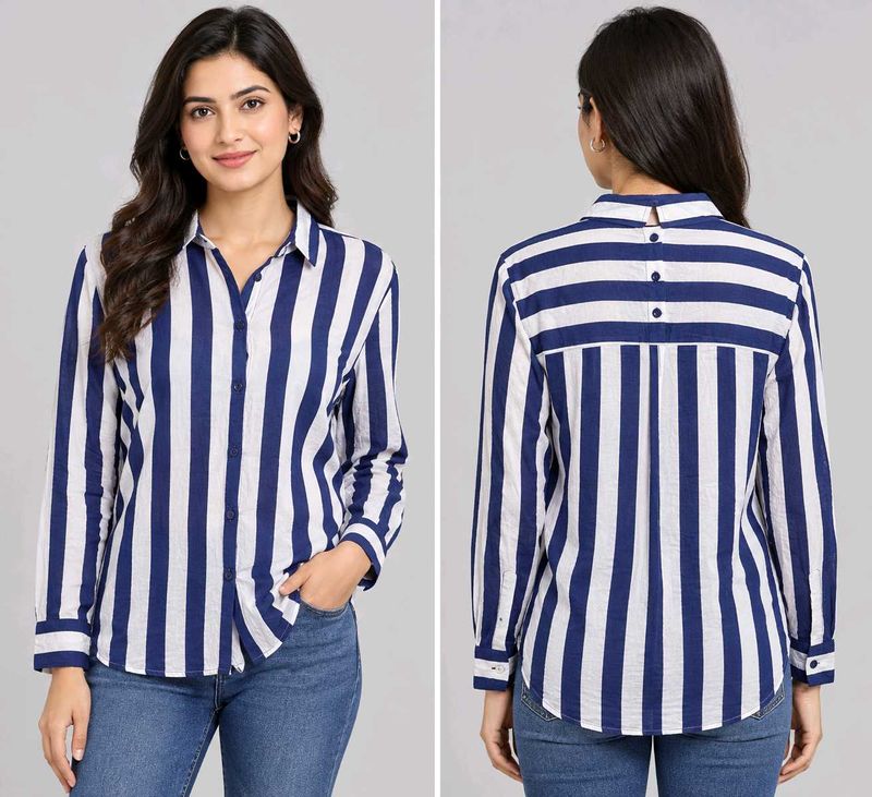 Classic Blue &amp; White Striped Shirt