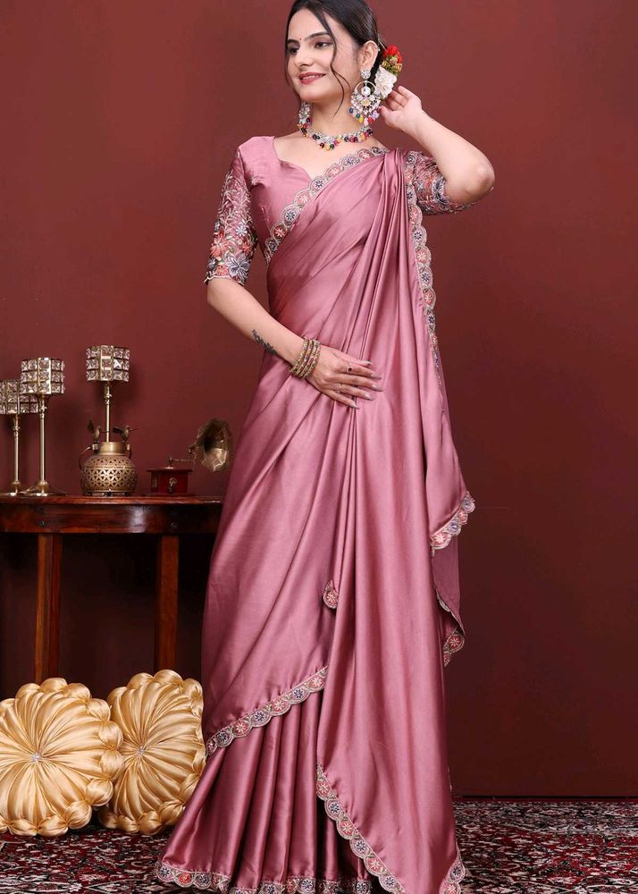 Sambhavi pink satin japan sarees