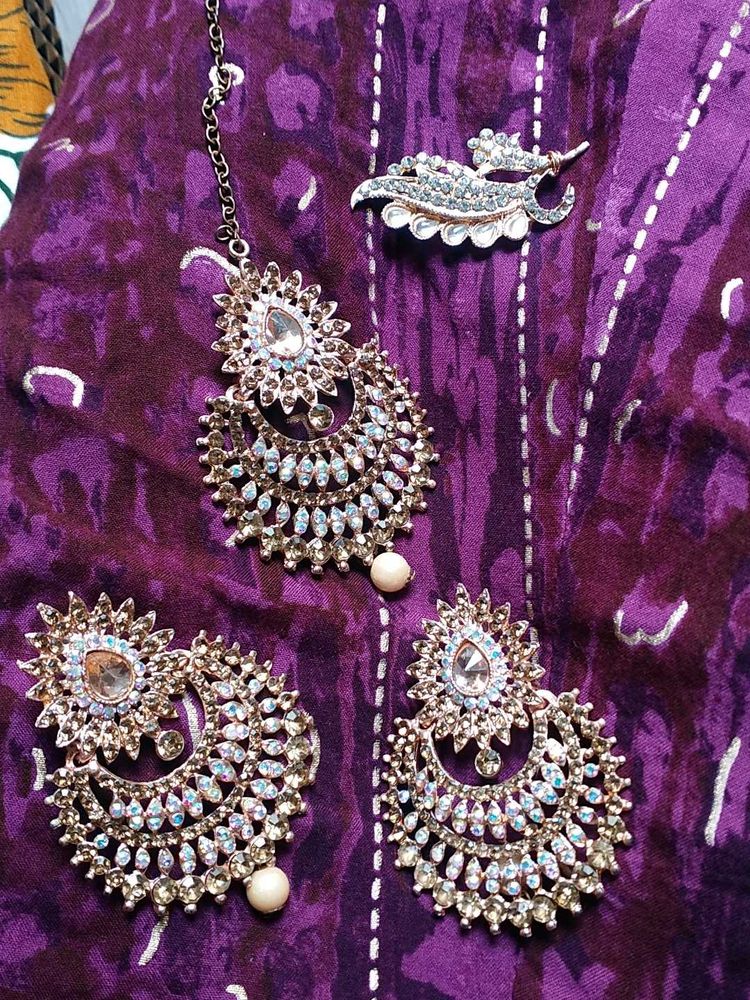 Exquisite Kundan EARRINGS and Maang Tikka