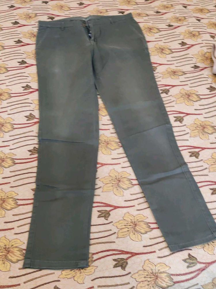 Olive Green Straight Fit Pants