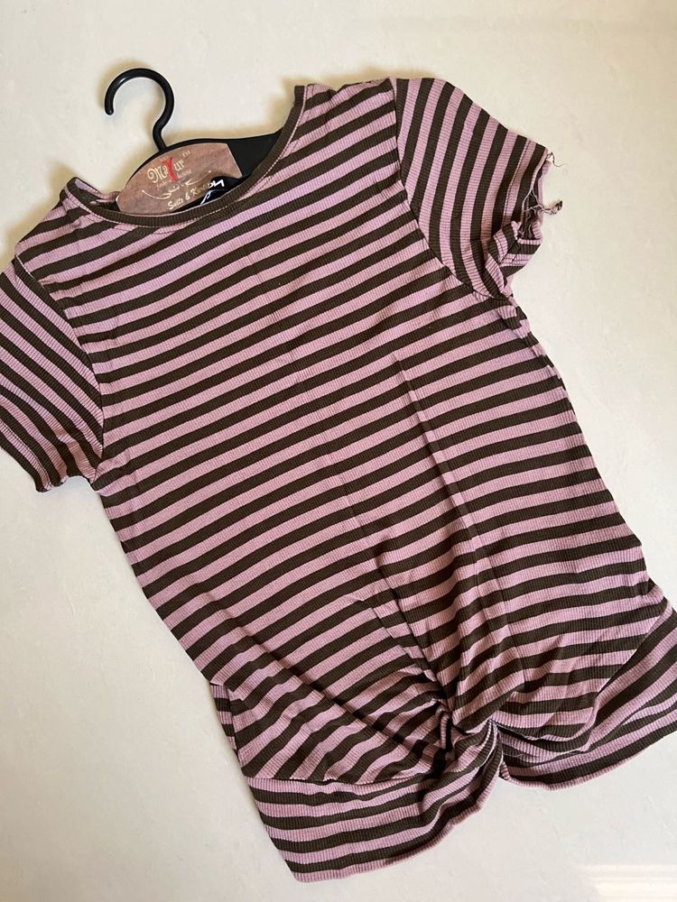 Striped Twist Hem Top