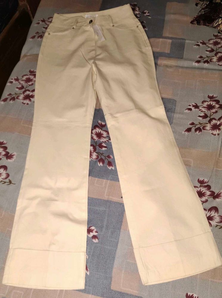Cream Colored Wide Leg Pants