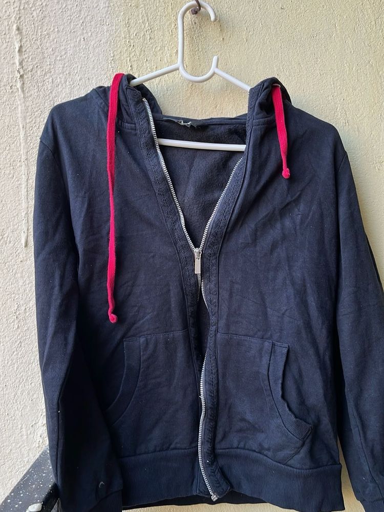 Navy Blue Zip-Up Hoodie for women