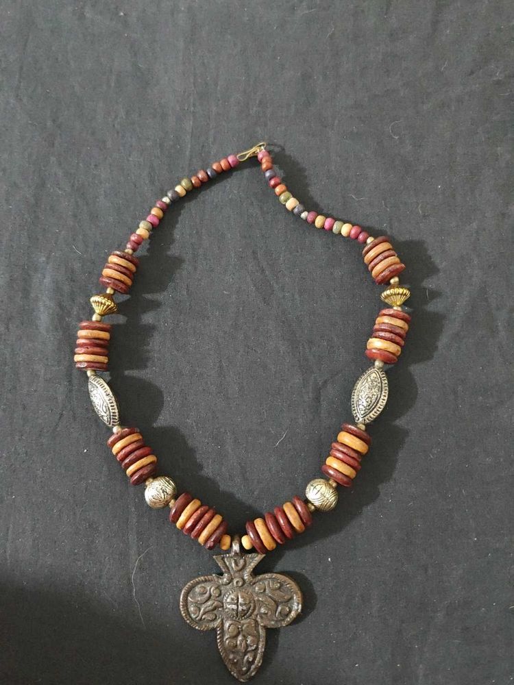 Boho Beaded Necklace with Pendant