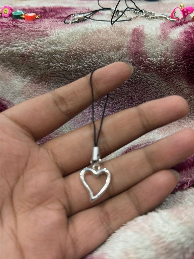 Silver Heart Phone Charm