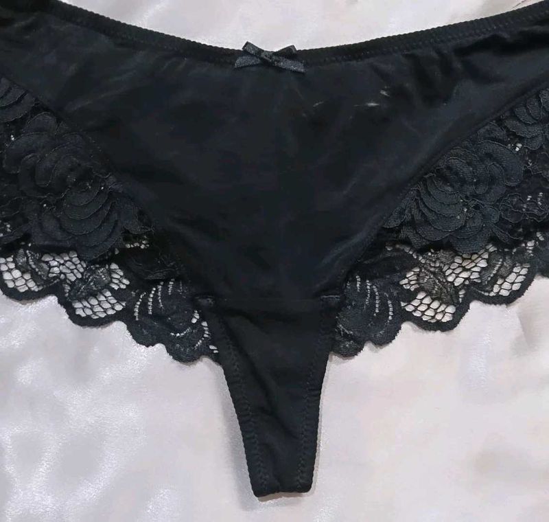 Black Lace Thong Panty